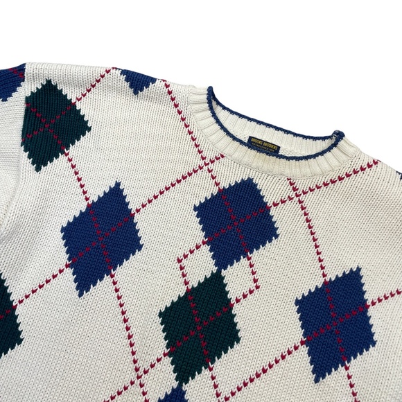 Brooks Brothers Mens Medium Knit Vintage Sweater Argyle All Cotton - Picture 2 of 4
